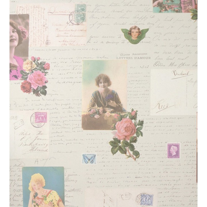 Papel pintado cartas románticas y fotos vintage - Carol 118386