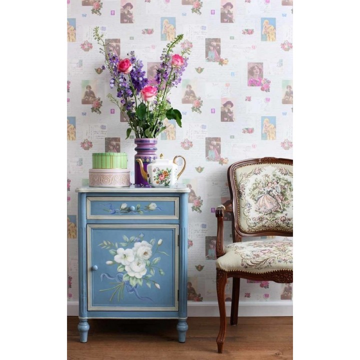 Papel pintado cartas románticas y fotos vintage - Carol 118386