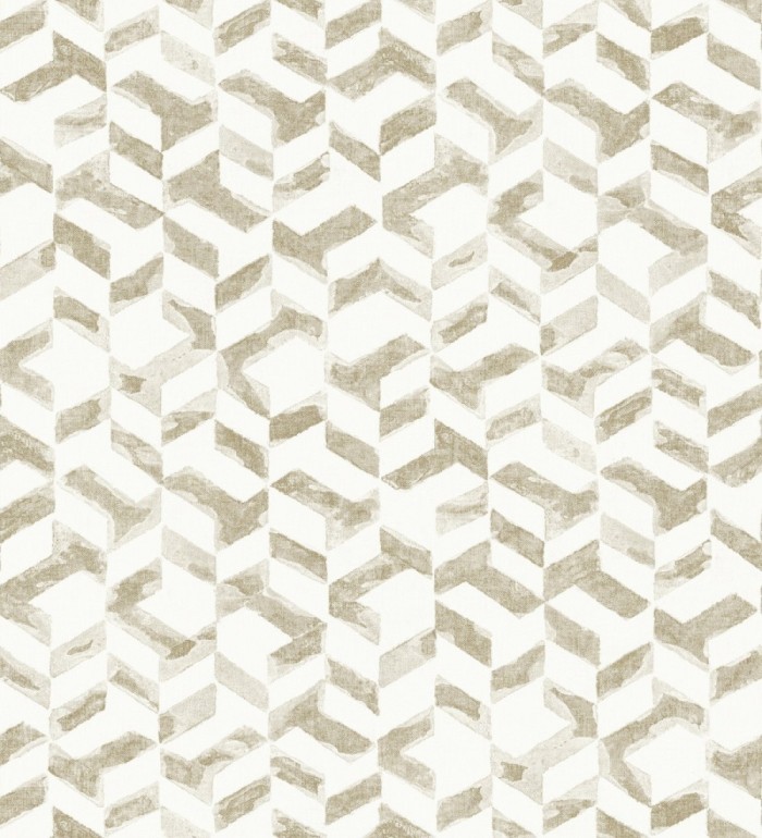 Papel pintado de estilo moderno beige metalizado - Kenmore 679781