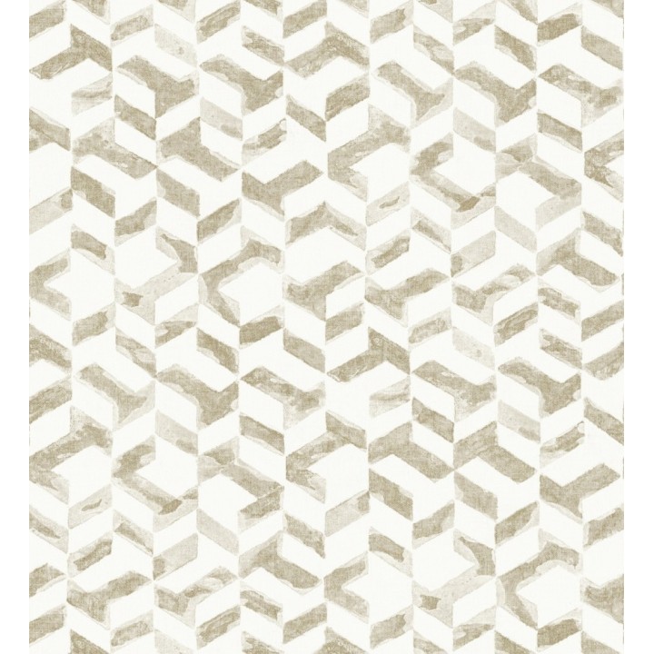 Papel pintado de estilo moderno beige metalizado - Kenmore 679781
