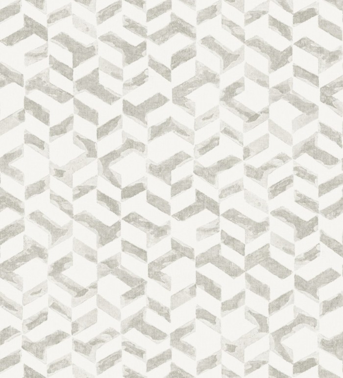 Papel pintado geométrico de estilo moderno tonos grises claros - Kenmore 679783