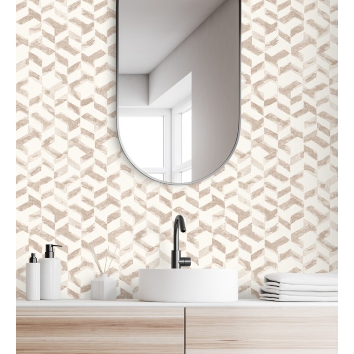 Papel pintado de estilo moderno marrón metalizado - Kenmore 679784