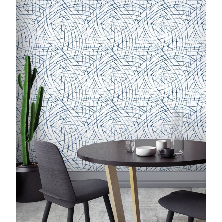 Papel pintado de trazos azules a mano alzada - Gallery Hall 679785