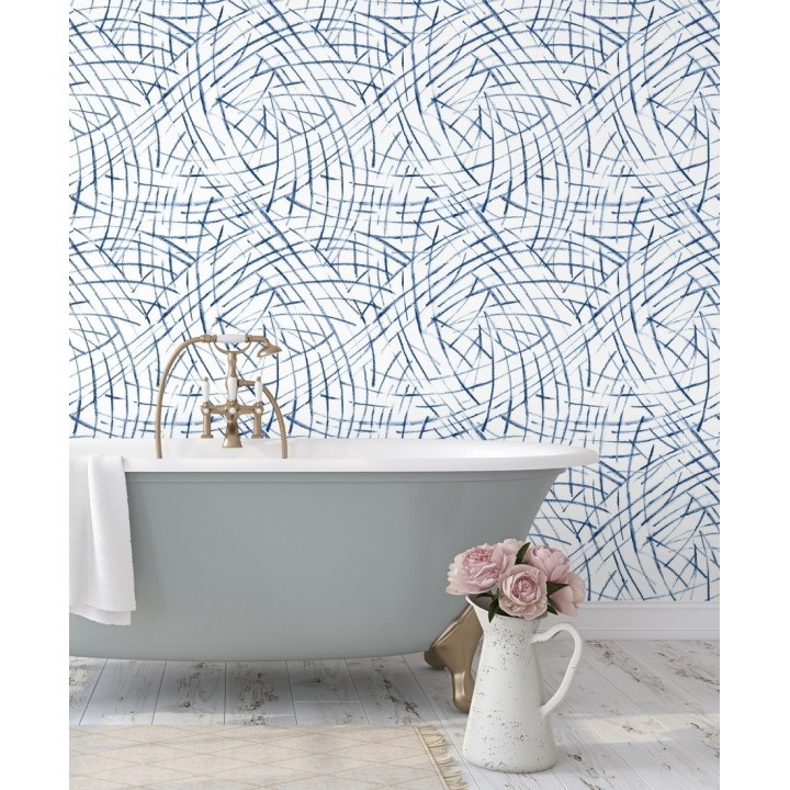 Papel pintado de trazos azules a mano alzada - Gallery Hall 679785