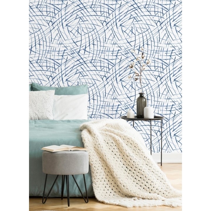 Papel pintado de trazos azules a mano alzada - Gallery Hall 679785