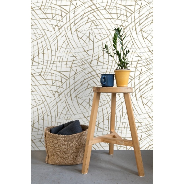 Papel pintado de trazos dorados a mano alzada - Gallery Hall 679786