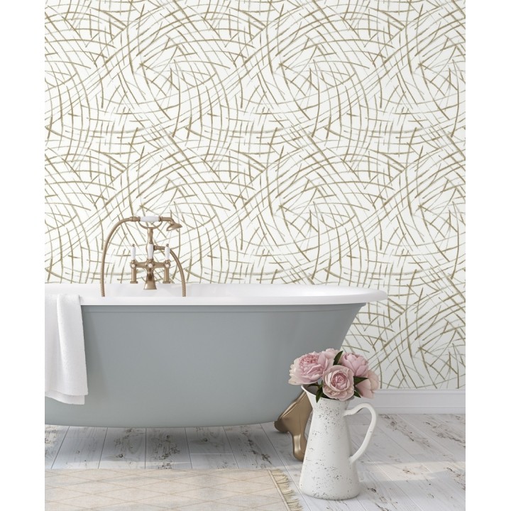 Papel pintado de trazos dorados a mano alzada - Gallery Hall 679786