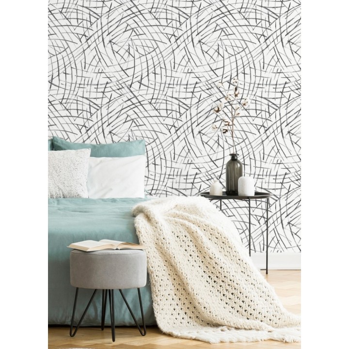 Papel pintado de trazos negros a mano alzada - Gallery Hall 679787