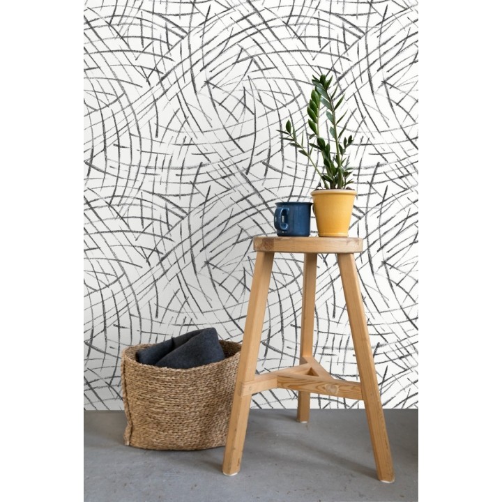 Papel pintado de trazos negros a mano alzada - Gallery Hall 679787