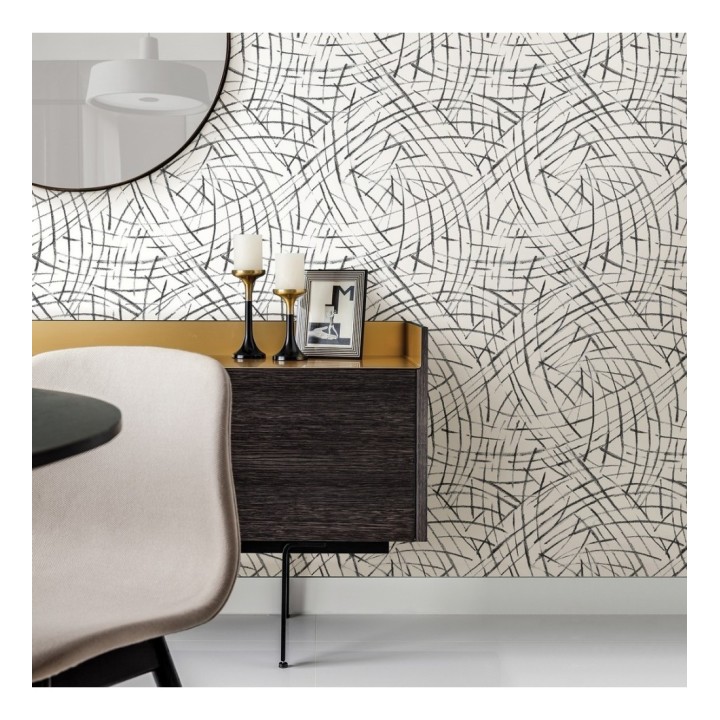 Papel pintado de trazos negros a mano alzada - Gallery Hall 679787