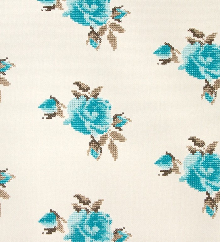 Papel pintado flores románticas de punto de cruz - Bernina 118400