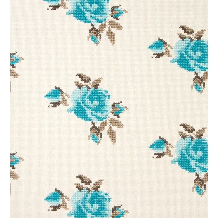 Papel pintado flores románticas de punto de cruz - Bernina 118400