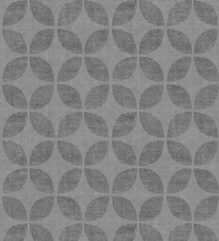 Papel pintado geométrico de círculos entrelazados tono gris oscuro - Clarkson 679793
