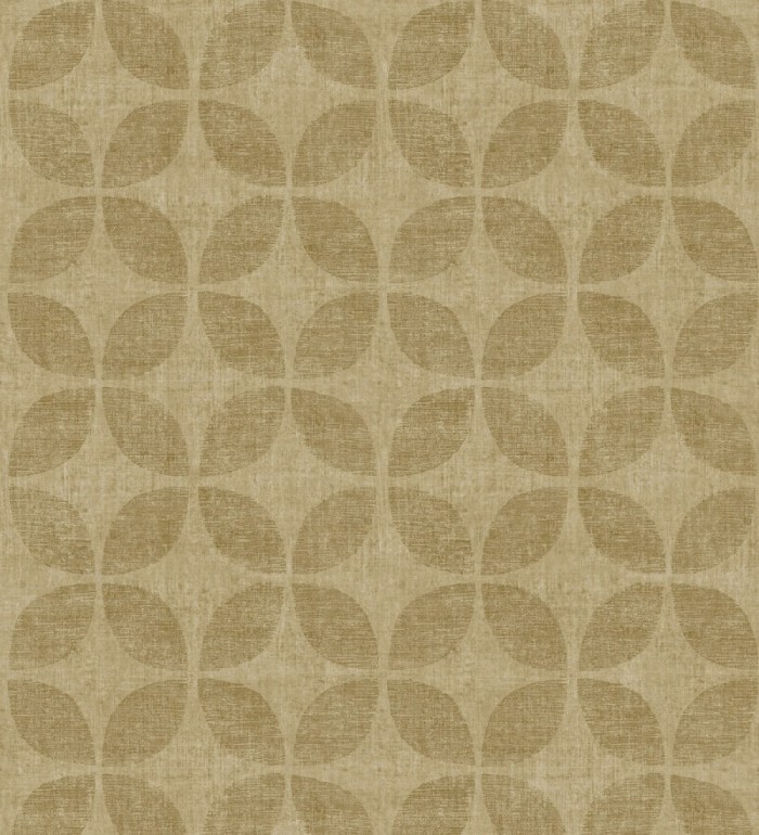 Papel pintado geométrico de círculos entrelazados tonos dorado envejecido - Clarkson 679794