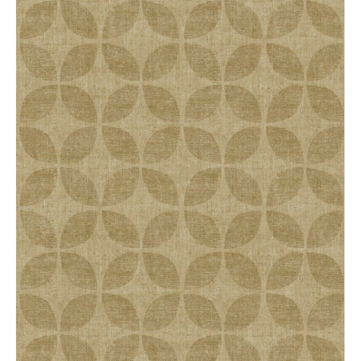 Papel pintado geométrico de círculos entrelazados tonos dorado envejecido - Clarkson 679794