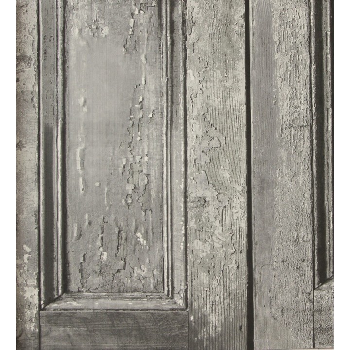 Papel pintado casetones de madera decapada rústica - Cala 118403