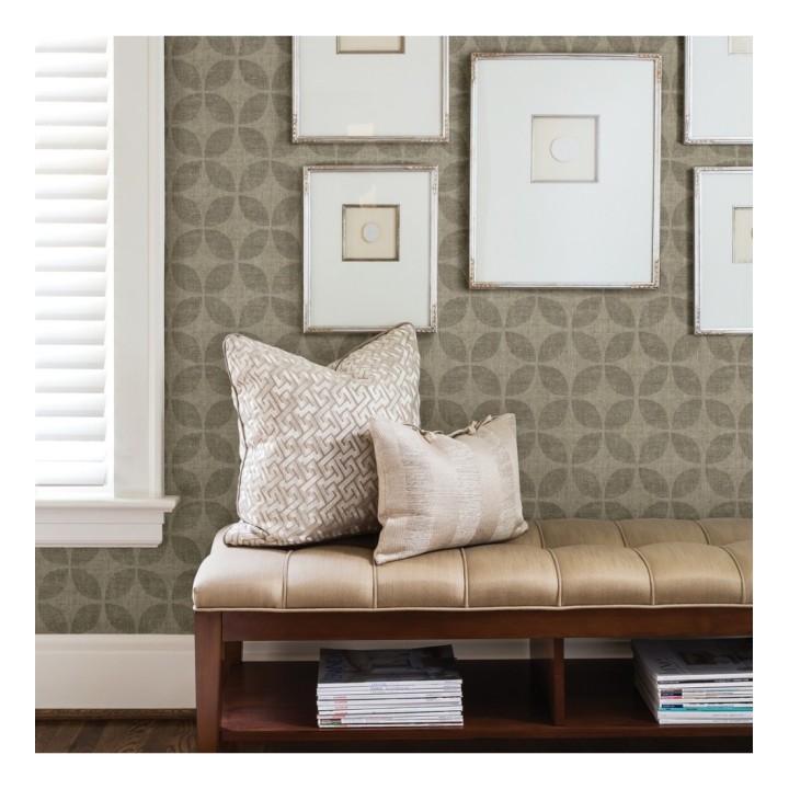 Papel pintado geométrico de círculos entrelazados tonos bronce - Clarkson 679795