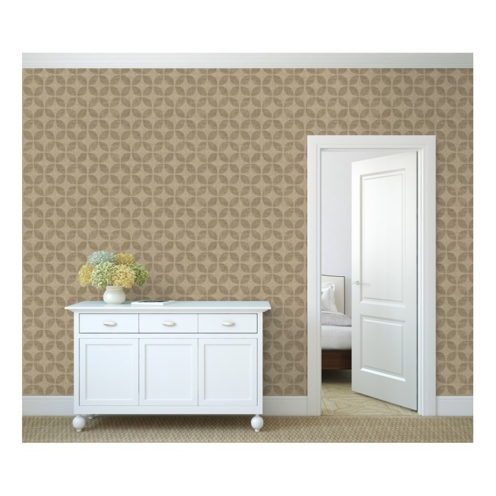 Papel pintado geométrico de círculos entrelazados tonos bronce - Clarkson 679795