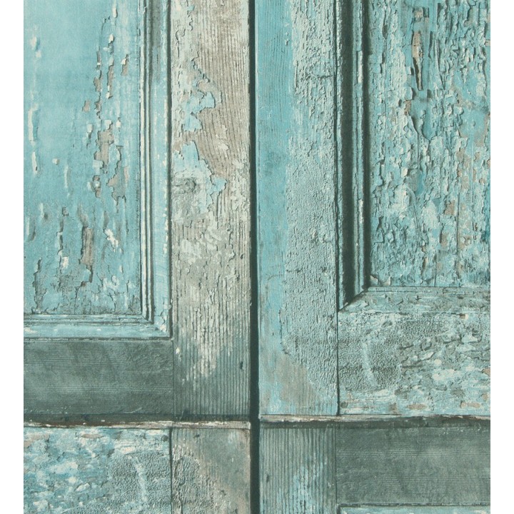 Papel pintado casetones de madera decapada rústica - Cala 118412