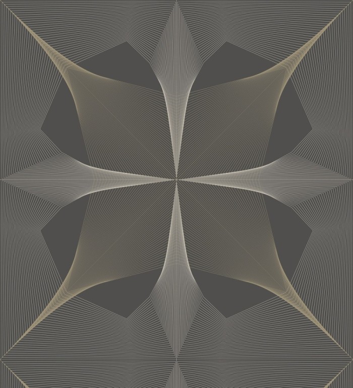 Papel pintado de dibujo fractal tonos bronce metalizado fondo gris mate - Edison House 679806