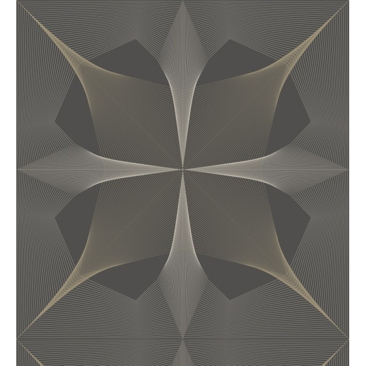 Papel pintado de dibujo fractal tonos bronce metalizado fondo gris mate - Edison House 679806