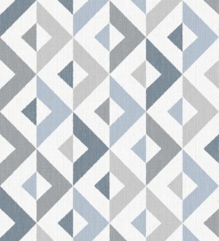 Papel pintado geométrico efecto textil tonos azules y grises - Geometric House 679822