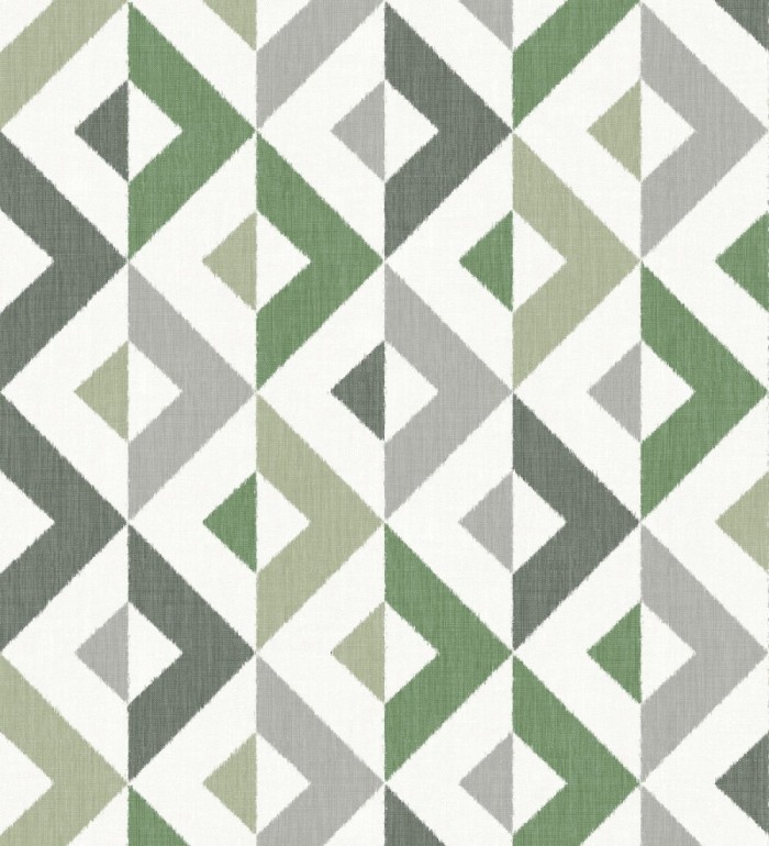 Papel pintado geométrico efecto textil tonos verdes - Geometric House 679824