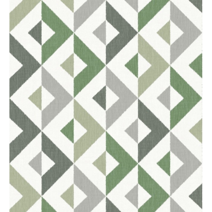 Papel pintado geométrico efecto textil tonos verdes - Geometric House 679824