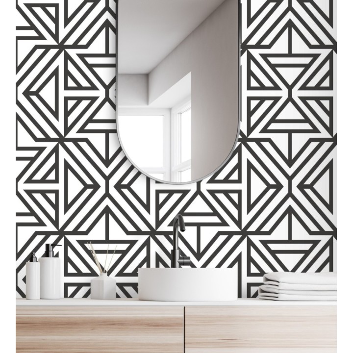 Papel pintado geométrico moderno blanco y negro - Monaco 679834