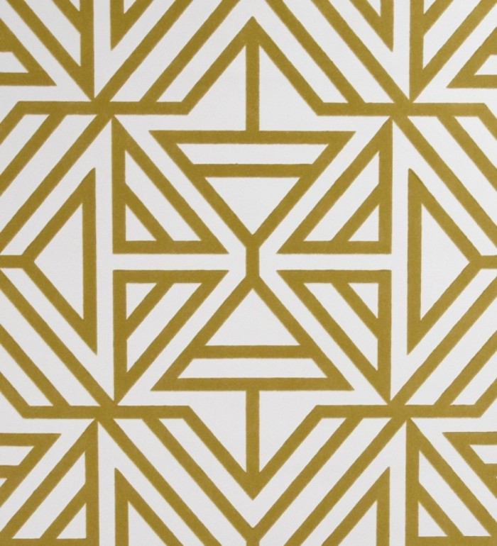 Papel pintado geométrico con terciopelo color amarillo mostaza - Monaco 679837