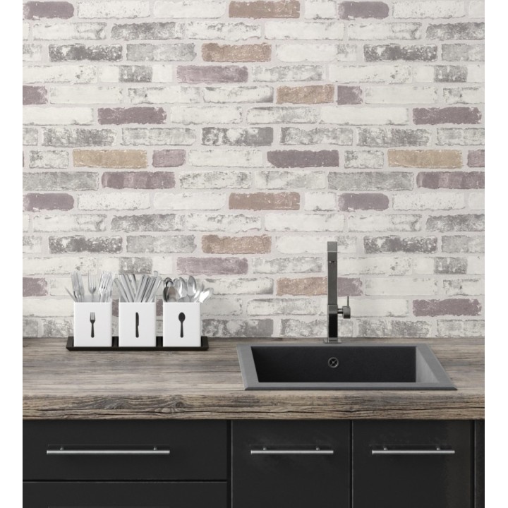 Papel pintado pared de ladrillo Shabby Chic - Memphis 119499