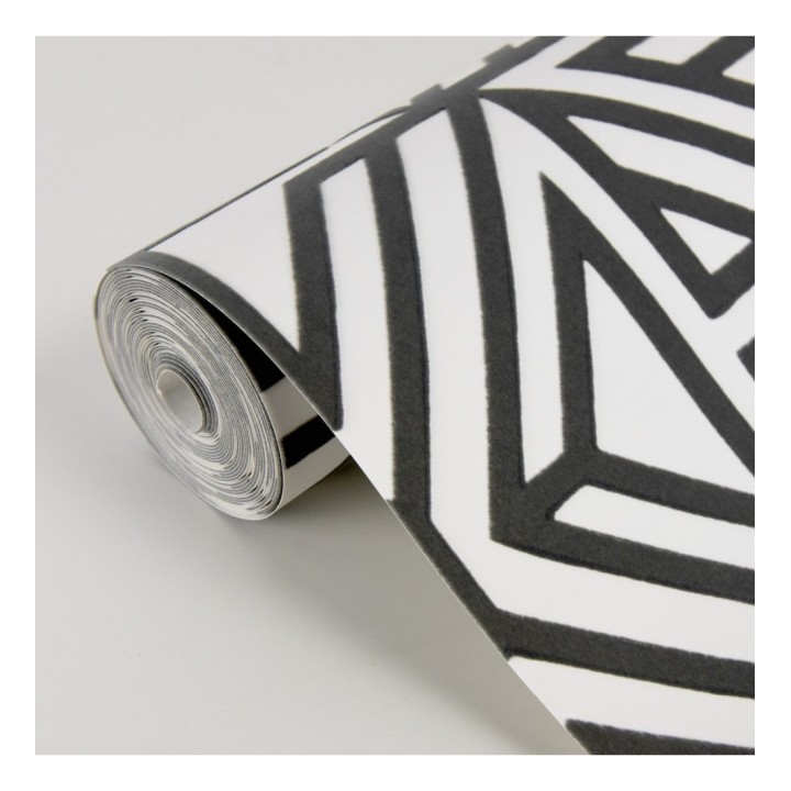 Papel pintado geométrico con terciopelo gris - Monaco 679838