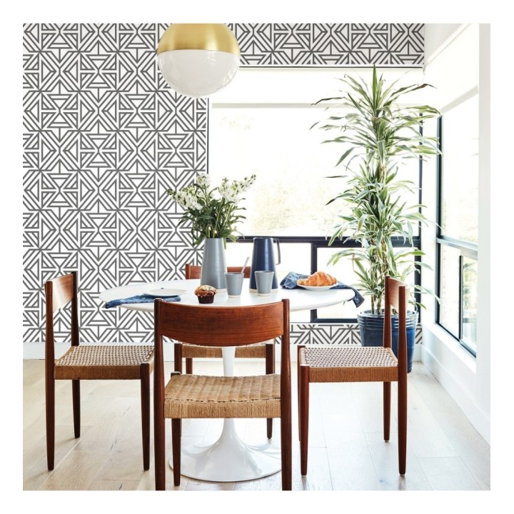 Papel pintado geométrico con terciopelo gris - Monaco 679838