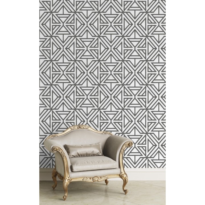Papel pintado geométrico con terciopelo gris - Monaco 679838
