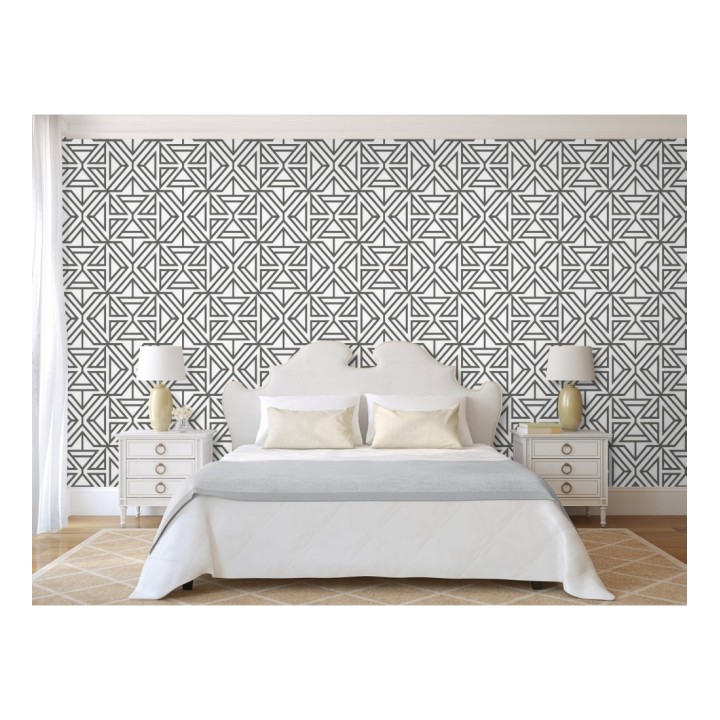 Papel pintado geométrico con terciopelo gris - Monaco 679838