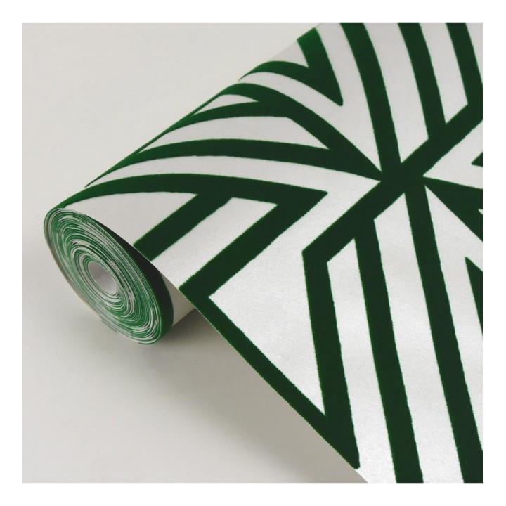 Papel pintado geométrico con terciopelo verde - Monaco 679839