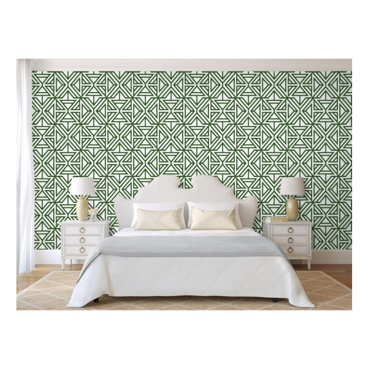 Papel pintado geométrico con terciopelo verde - Monaco 679839