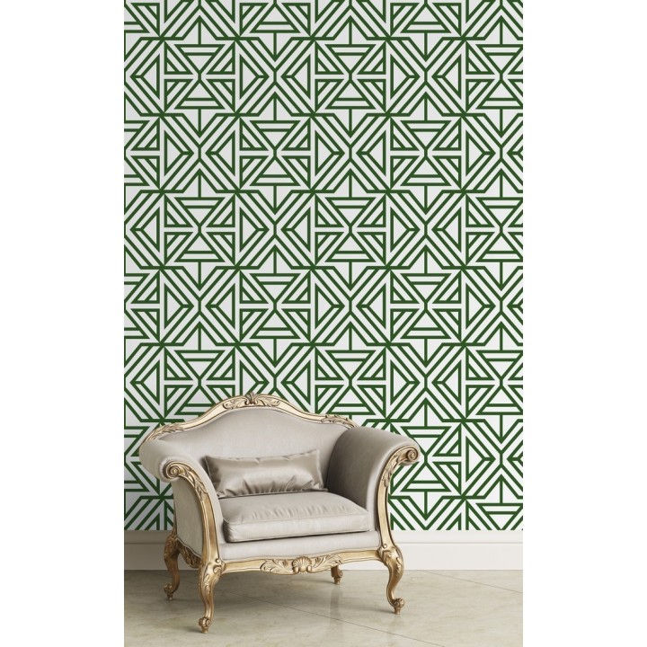 Papel pintado geométrico con terciopelo verde - Monaco 679839