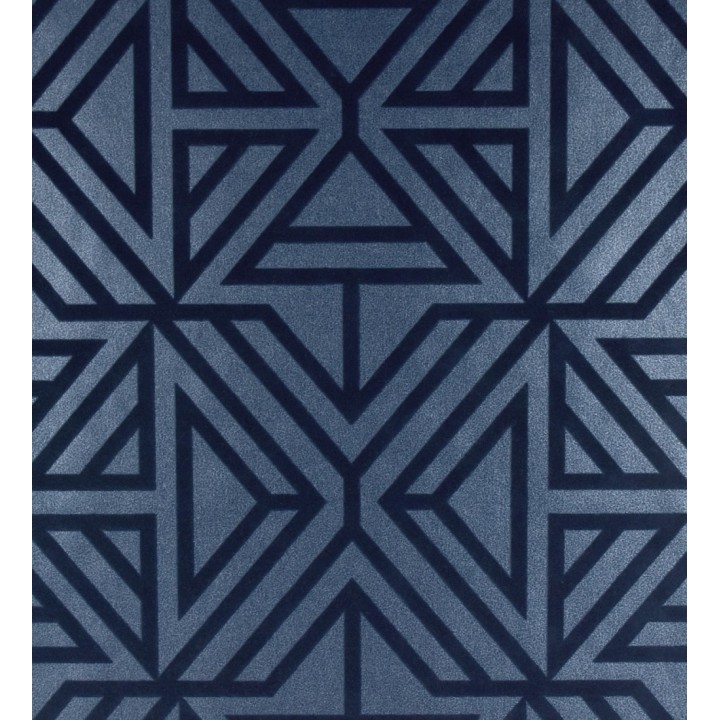 Papel pintado geométrico con terciopelo azul - Monaco 679840