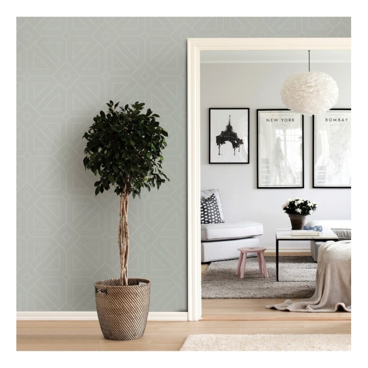 Papel pintado geométrico lujoso con incrustaciones de cristales de gel - Cooper Place 679842