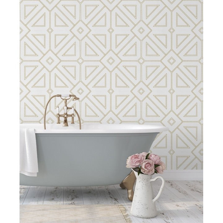 Papel pintado geométrico lujoso con incrustaciones de cristales de gel - Cooper Place 679842
