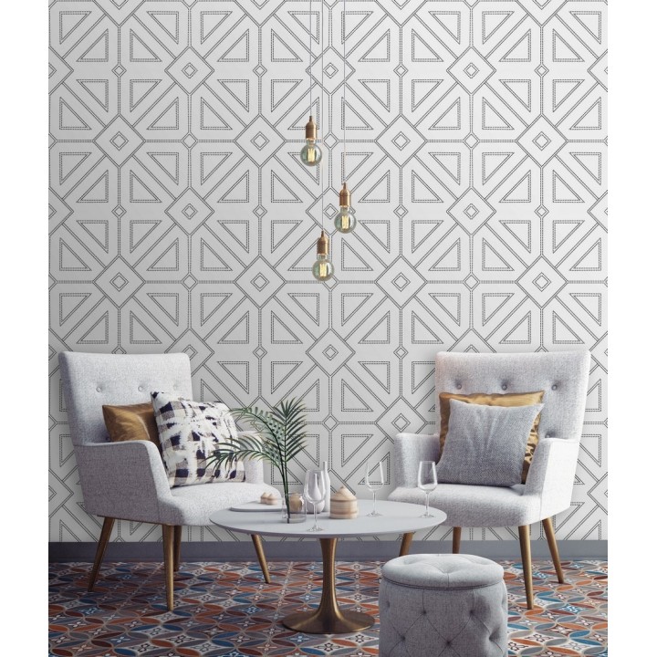 Papel pintado geométrico lujoso con incrustaciones de cristales de gel - Cooper Place 679843