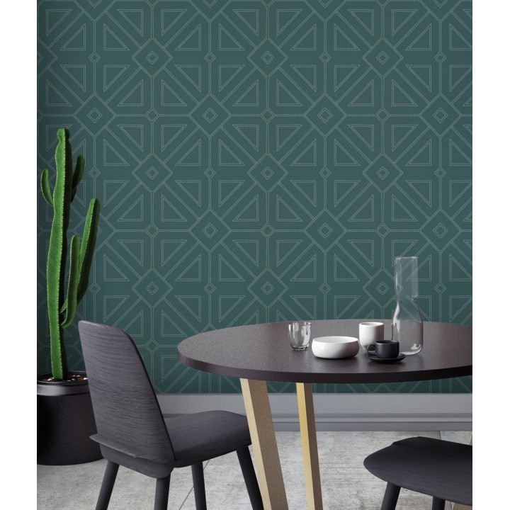 Papel pintado geométrico lujoso con incrustaciones de cristales de gel - Cooper Place 679844