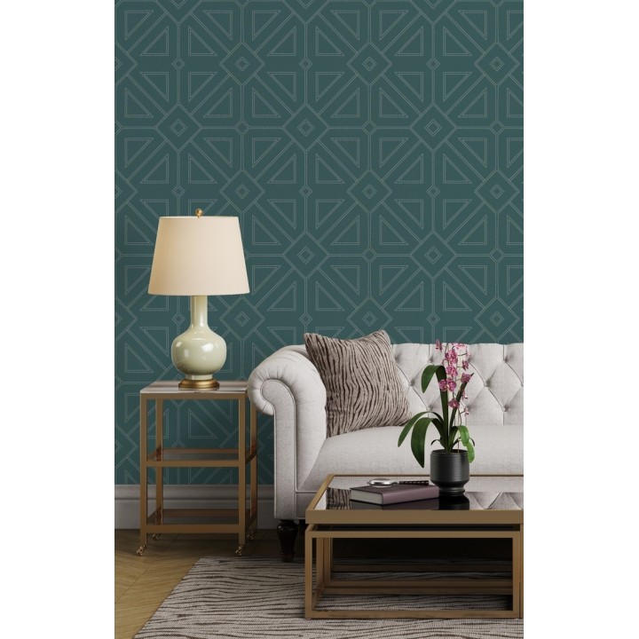 Papel pintado geométrico lujoso con incrustaciones de cristales de gel - Cooper Place 679844