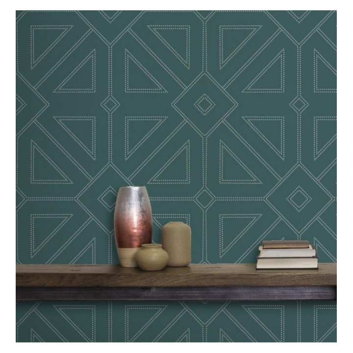 Papel pintado geométrico lujoso con incrustaciones de cristales de gel - Cooper Place 679844