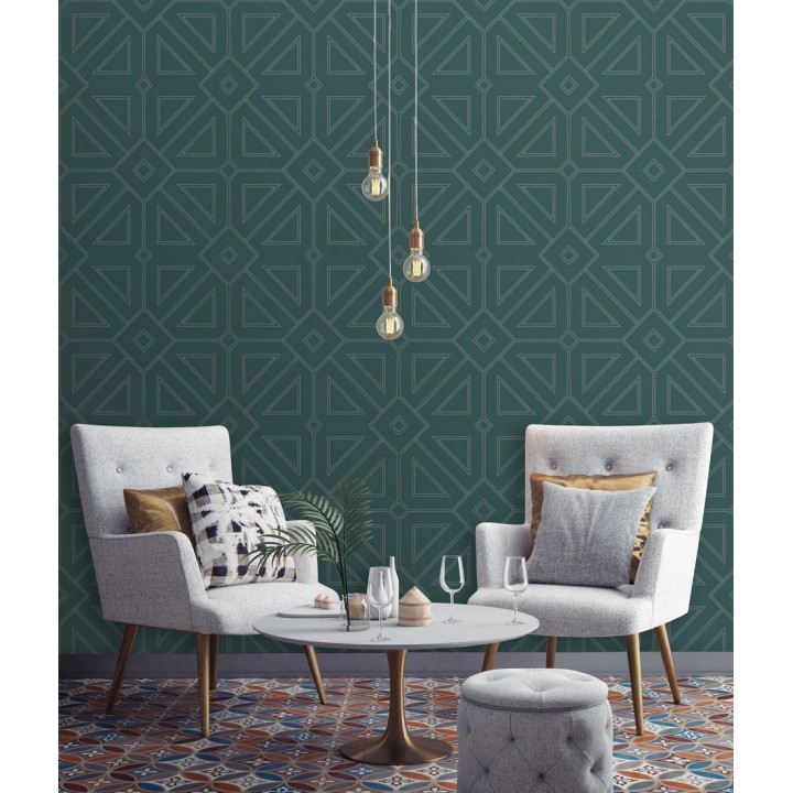 Papel pintado geométrico lujoso con incrustaciones de cristales de gel - Cooper Place 679844