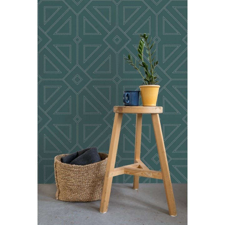 Papel pintado geométrico lujoso con incrustaciones de cristales de gel - Cooper Place 679844