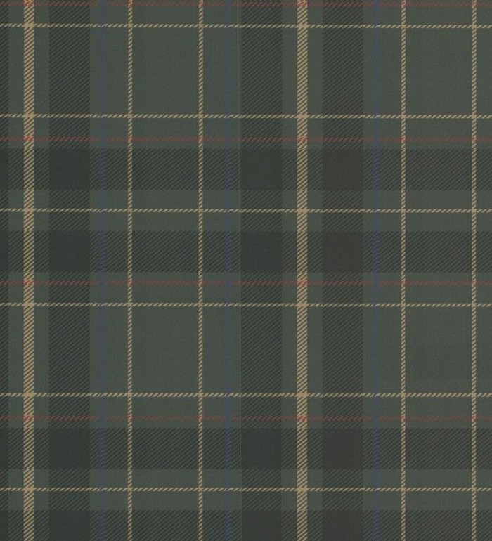 Papel pintado cuadros escoceses tonos verde - Glasgow Tartan 680093