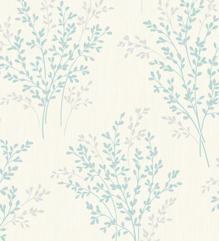 Papel pintado ramilletes de hojas pequeñas celestes - Mino Bouquet 680097