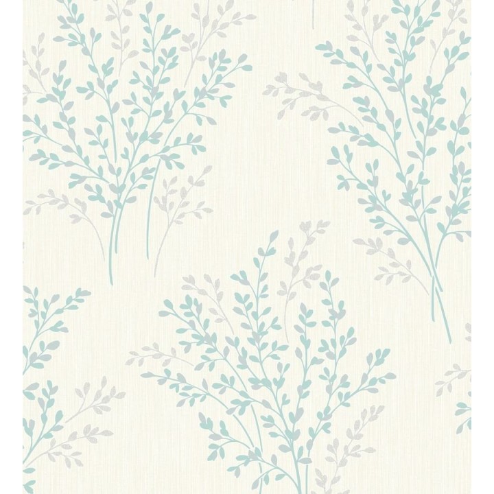 Papel pintado ramilletes de hojas pequeñas celestes - Mino Bouquet 680097